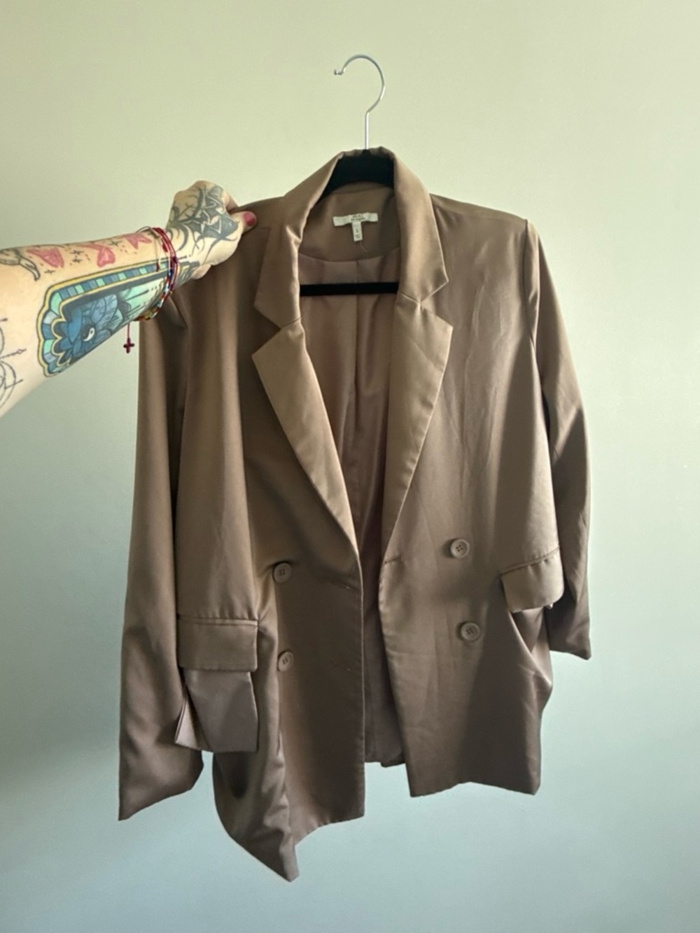 Double-Breasted Women's Blazer Jacket - Brown